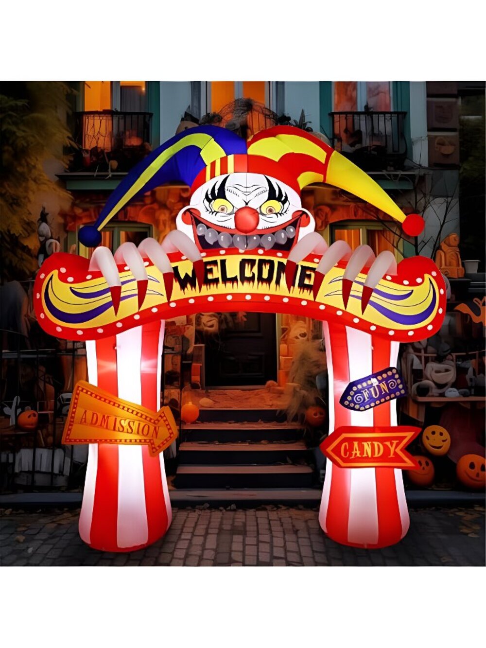 10 Ft Halloween Inflatable Clowns Arched Door Outdoor Decorations, Day